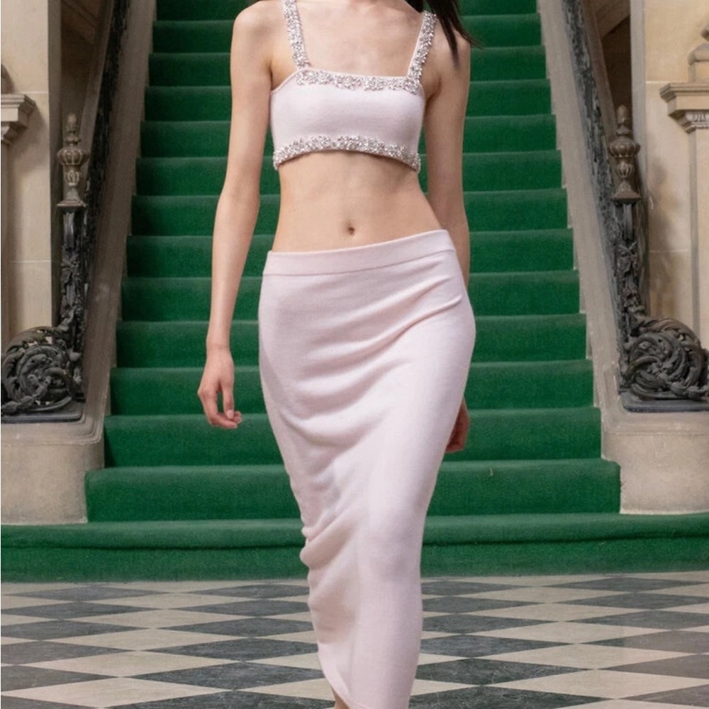 Zimmermann Blush Embellished Top and skirt set